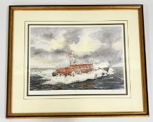A FRAMED AND MOUNTED LIMITED EDITION 96/250 'CAISTER LIFE BOAT' BEARING SIGNATURE SPOONER W 42 X H