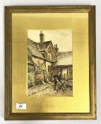 A FRAMED AND MOUNTED WATERCOLOUR TITLED 