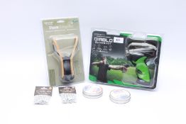 BARNETT DIABLO SLING SHOT AS NEW + JACK PYKE STORM SLING SHOT AS NEW AND QUANTITY OF STEEL AND