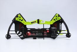 AS NEW ANGLO ARMS KYUDO KITA COMPOUND BOW SET WITH BOLTS - (NO POSTAGE OR PACKING AVAILABLE)