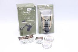 JACK PYKE TORNADO SLING SHOT AND JACK PYKE HURRICANE SLING SHOT - BOTH AS NEW + QUANTITY OF STEEL