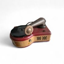 A vintage tinplate mains electrical portable gramo