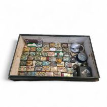 A box of various gramophone needles and other part