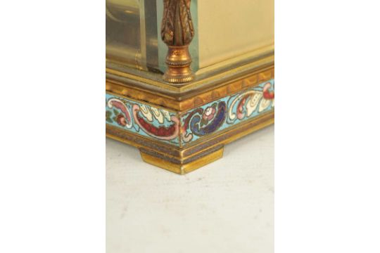 A LATE 19TH CENTURY FRENCH CHAMPLEVE ENAMEL STRIKING CARRIAGE CLOCK - Image 8 of 8