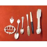 Sterling Silver; Nurse Belt Buckle 1892 (Chester), Sterling 1937 Golf teaspoon. Rolex Watch