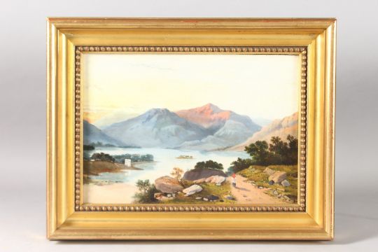 ATTRIBUTED E. NIEMANN. A Scottish loch. Oil on canvas. 8ins x 12ins. - Image 1 of 2