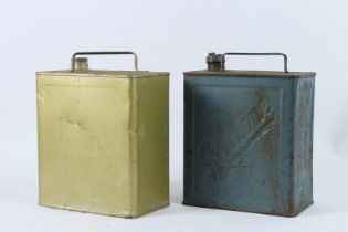 TWO VINTAGE OIL CANS, Redline and Gold can.