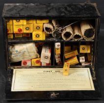 A PARAGON BLACK METAL FIRST AID KIT. 36cms high x 24cms long.