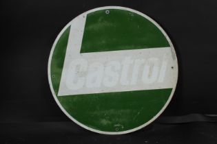 A CASTROL GREEN AND WHITE CIRCULAR ENAMEL SIGN. 60cms.