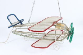 A GOOD MODEL OF A PLANE made from wood and metal, with lights. 72cms long.