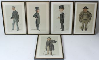 FIVE VANITY FAIR SPY AND APEY PRINTS 'ambassador to the porte', dated 1877 'southwark', dated
