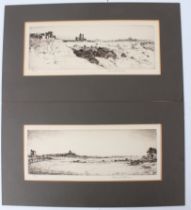 KENNETH HOLMES (1902-1994) Landscapes with distant church towers, pair of etchings both signed in