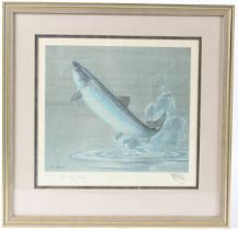 TIM HAVERS (20TH CENTURY) 'The Salmon' limited edition colour print signed in pencil 29 x 30cm