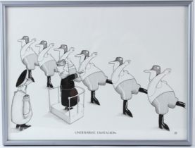 NEIL BENNETT (20TH CENTURY) 'Underarms Limitation' pen and ink, signed with initials. nb. Neil