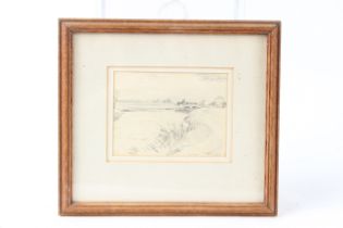 JOHN LINNELL (1792-1882) 'The River Bank' pencil drawing, later signed with initials and dated