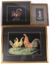 BARRY ROBERTSON (20TH CENTURY) 'Ginger Breasted Reds, Squirrel and Goblin, Three scraper board