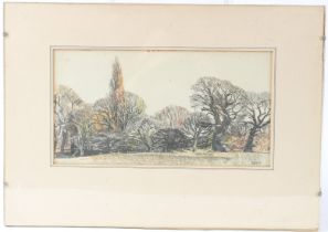 SURIE Line of trees pencil and crayon, signed 14.5 x 27.5cm