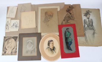 LATE 19TH / EARLY 20TH CENTURY SCHOOL Collection of portraits various media and sizes unframed,