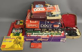 Collection of 1970's board games, Kodak Instamatic camera & a vintage Globe Trotter travelling iron