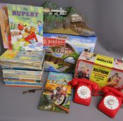 Matchbox Thunderbirds Tracy Island, Metoy Belphone intercom telephone set, Lion annual 1972,