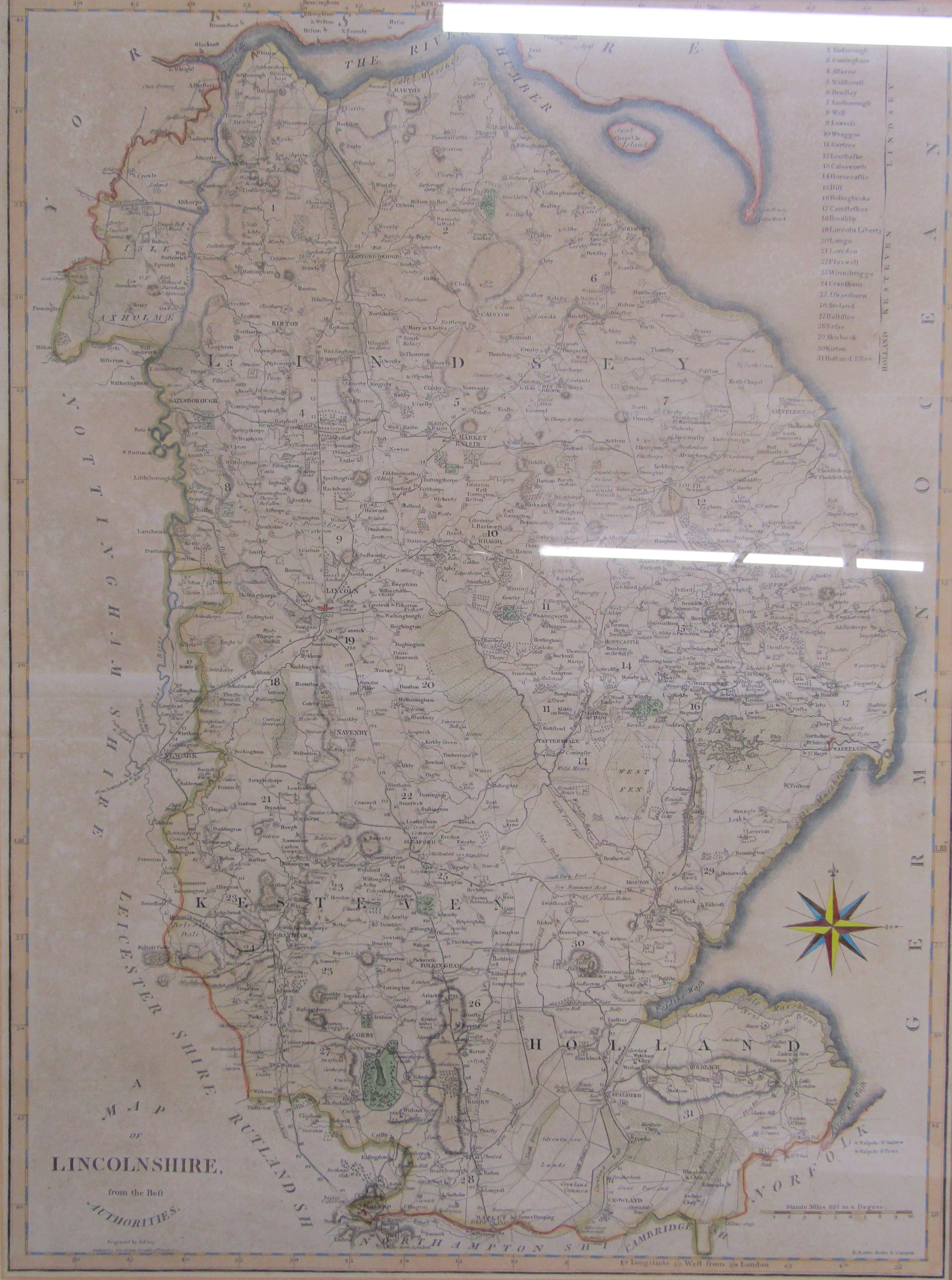Framed map of "Lincolnshire from the Best Authorities", engraved by J Cary and framed Brown's - Image 2 of 6
