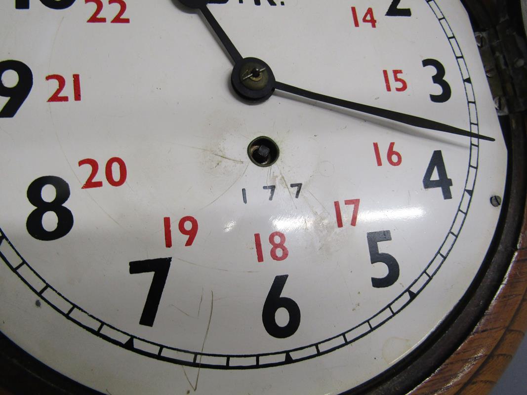 8" Railway clock with wooden surround - possibly John Walker - marked B.R 177 to face - the back has - Image 4 of 6