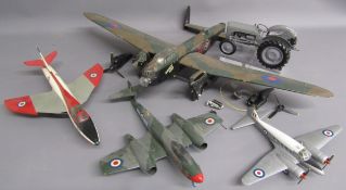 4 Airfix style aeroplanes and Universal Hobbies TE20 tractor - Avro Lancaster 'Lovely Lou' XHL,