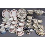 Queen Anne tea set, Indian Tree tea set with tureen, gravy boat and water jug, Blairs 2926 trio,