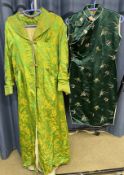 Chinese silk gown & a dress