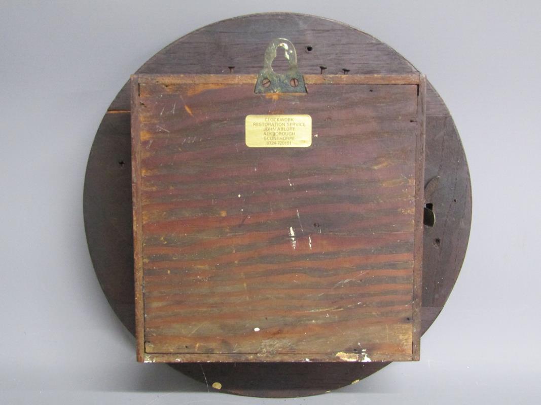 8" Railway clock with wooden surround - possibly John Walker - marked B.R 177 to face - the back has - Image 6 of 6