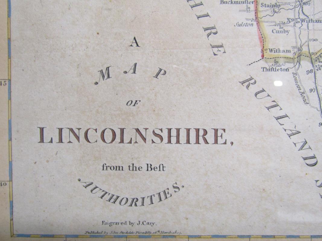 Framed map of "Lincolnshire from the Best Authorities", engraved by J Cary and framed Brown's - Image 3 of 6