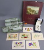 Hannah Charles ladies watch, Schubert mechanical calculator pinwheel machine, postcard album and