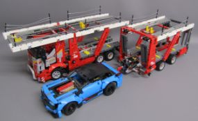 Lego Technic 42098 car transporter with blue car