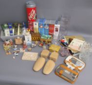 Colourbox figures, leather book marks, vases, Coca-Cola money box, videos, books, gents travel