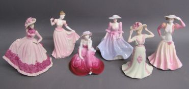 6 Coalport figures - Beau Monde Jill - Valentine Debutante Sweetheart - In Love - Beau Monde - The
