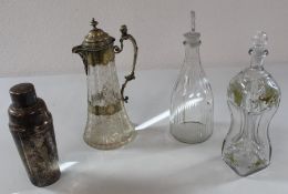 Cut glass decanter, engraved 