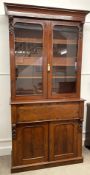 Victorian secretaire display bookcase in mahogany Ht 243cm W 118cm D 51cm