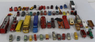 Selection of play worn diecast models (approx 60) by Matchbox, Lesney, Corgi, and Dinky (models 756,