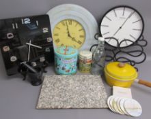 Collection of kitchen items includes marble chopping board, pestle and mortar, Fortnum & Mason Happy