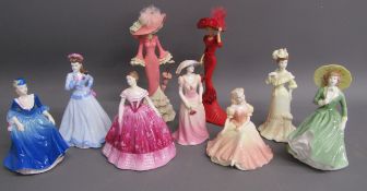 7 Coalport and 2 Thomas Kinkade figures - Debutantes Jayne - Sarah Jane - Debutantes Beth -