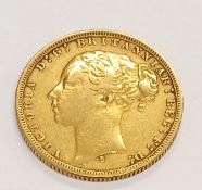 Queen Victoria young head Melbourne gold full sovereign 1875