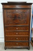Biedermeier style faux rosewood cabinet (with later alterations) 102cm w x 58cm d x 175cm h