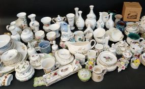 Large selection of trinket pots, decorative vases, pin dishes, napkin rings including Coalport,