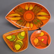 Poole Delphis plates - largest approx. 30cm