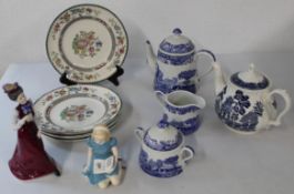 Coalport Charlotte figurine & Royal Doulton Alice figurine and various ceramics inc. Spode Italian