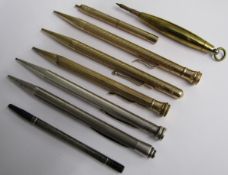 Collection of propelling pencils includes Fyne Point Mabie Todd New York, Wahl Evershield gold