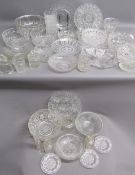 Glassware includes hors d'oeuvre plates, Jubilee dishes, fruit bowls, dessert bowls etc