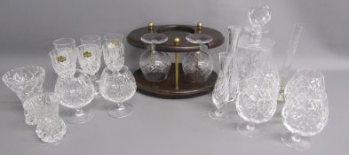 Royal Doulton crystal brandy glasses, Kristal Zajecar glasses, wooden decanter and brandy glasses