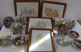 4 x Christine Groves Teddy Bear prints, Once Upon a Time 28cm x 44cm, A Friend in Need, Who's