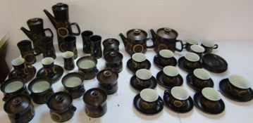 Denby Arabesque cups, saucers, coffee pots etc